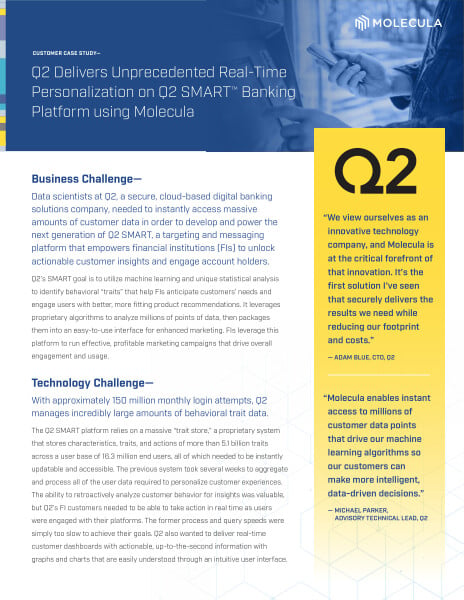 Q2 Delivers Unprecedented Real-Time Personalization on Q2 SMART™ Banking Platform using Molecula