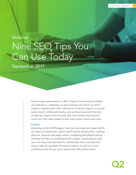 Read the nine SEO tips your FI can use today